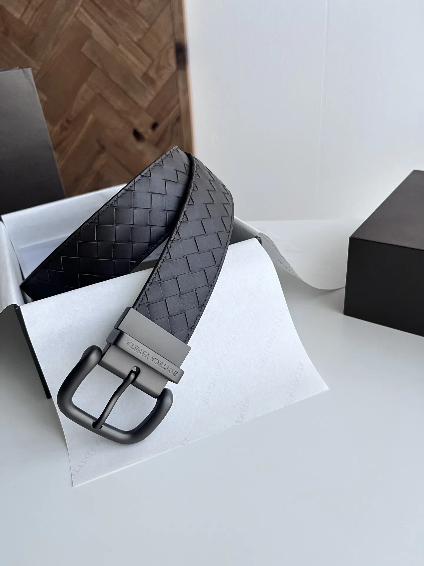 BV新作ダブルフェイス男性用ベルトコーヒー