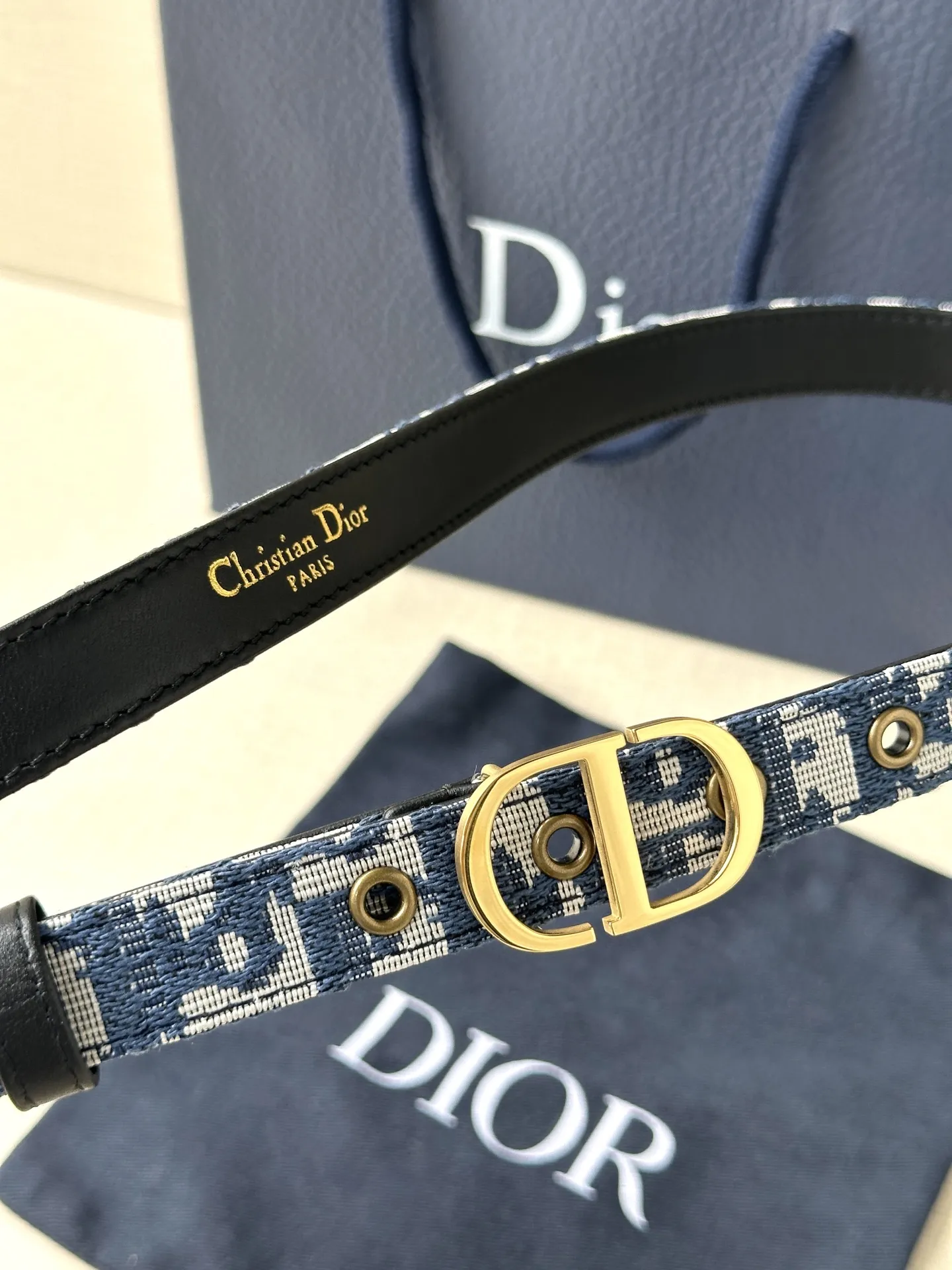 Christian Dior ブルーダブルデザインリバーシブルベルト - 画像 (3)