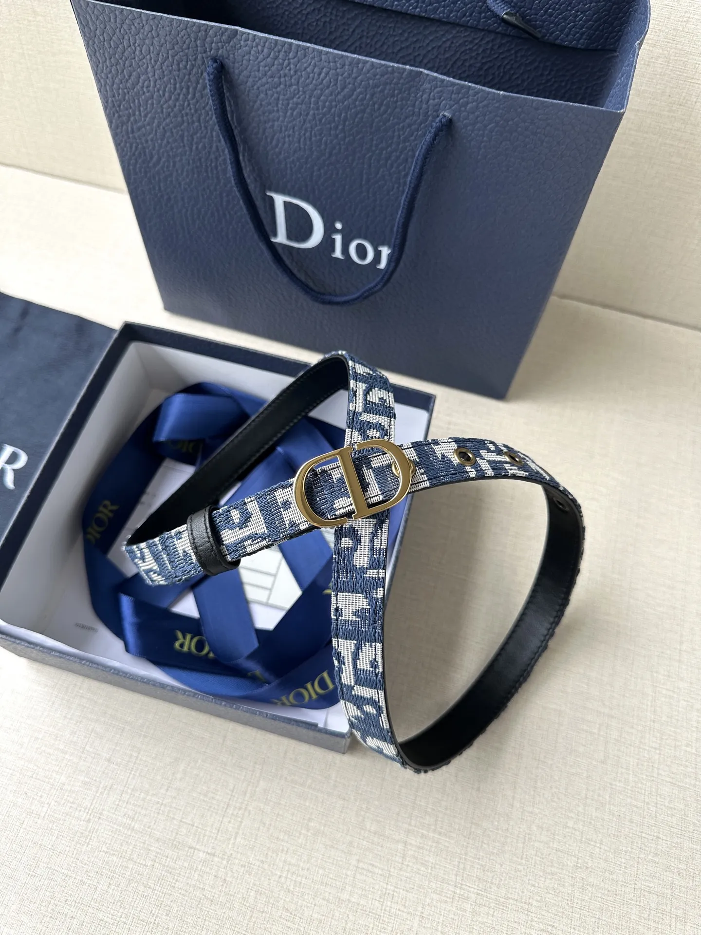 Christian Dior ブルーダブルデザインリバーシブルベルト - 画像 (5)