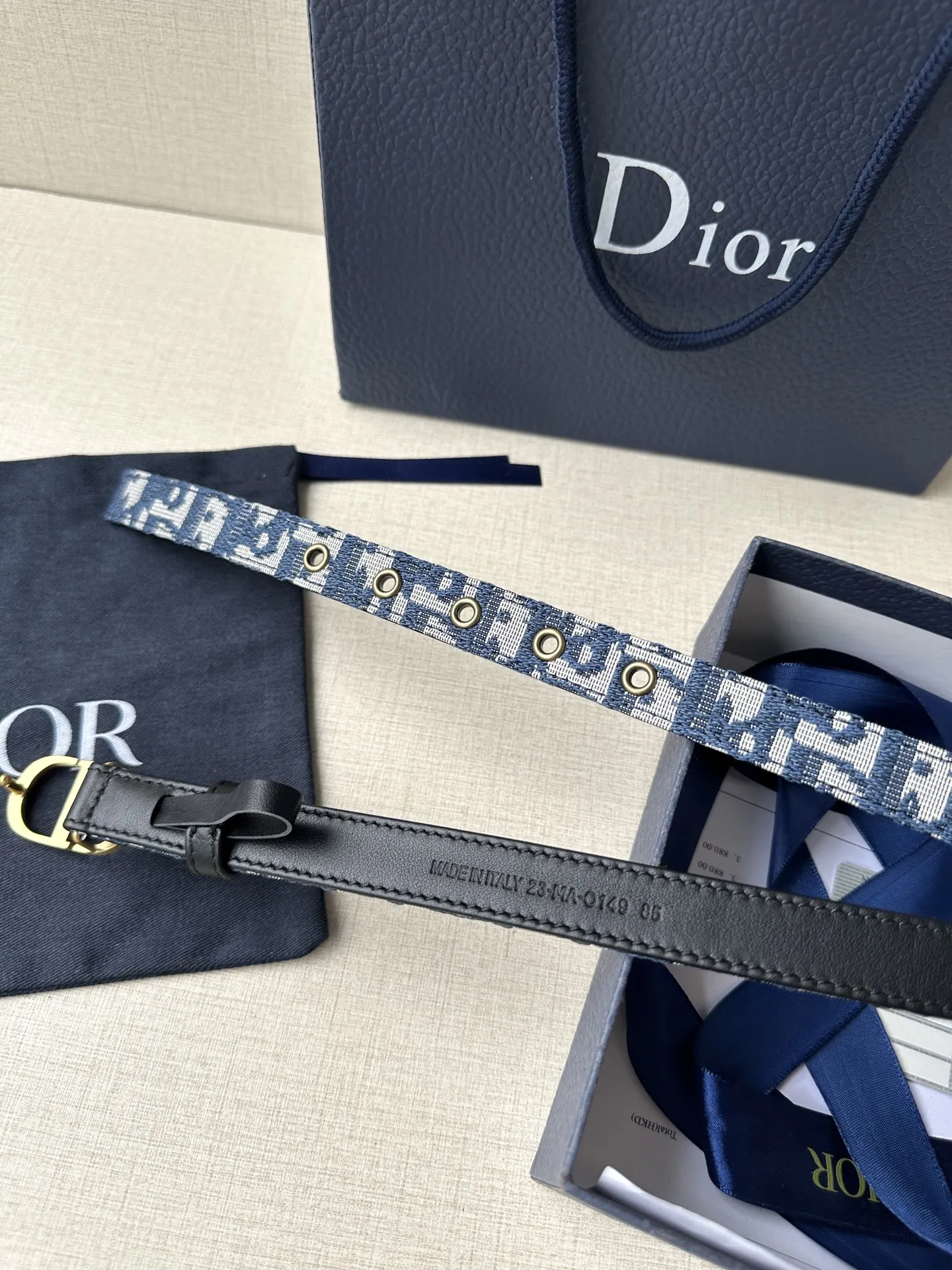 Christian Dior ブルーダブルデザインリバーシブルベルト - 画像 (6)