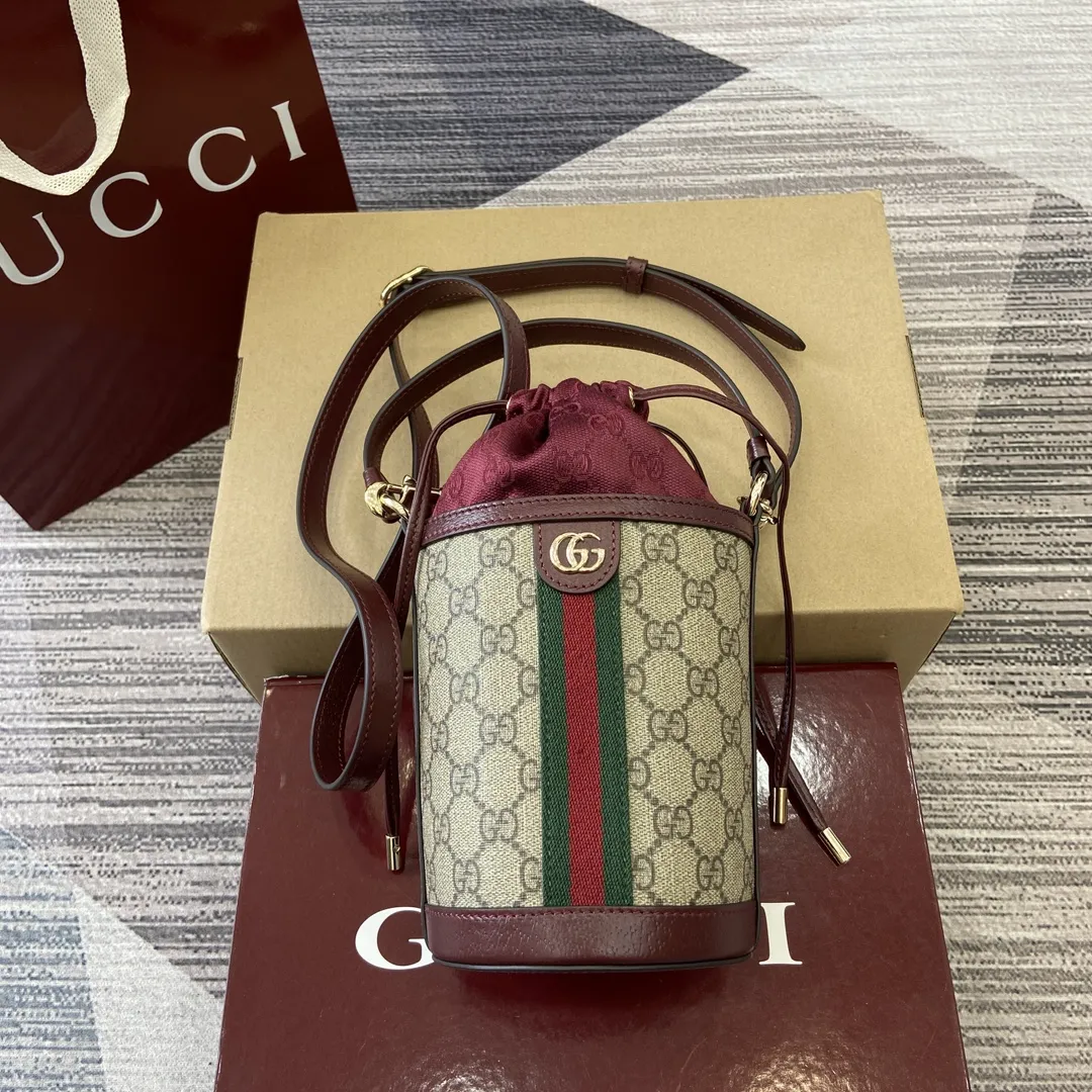 Gucci オフィディア バケットバッグ ベージュ/レッド
