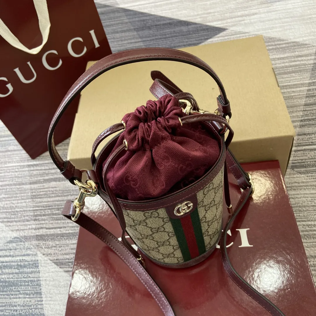 Gucci オフィディア バケットバッグ ベージュ/レッド - 画像 (5)