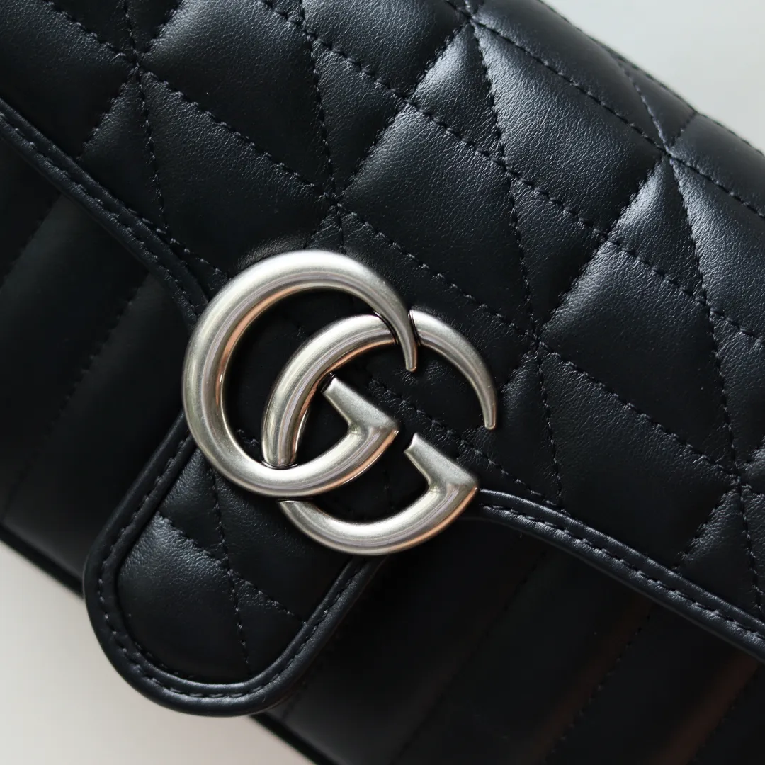 Gucci GG Silver marmont ミニショルダーバッグ ブラック - 画像 (3)