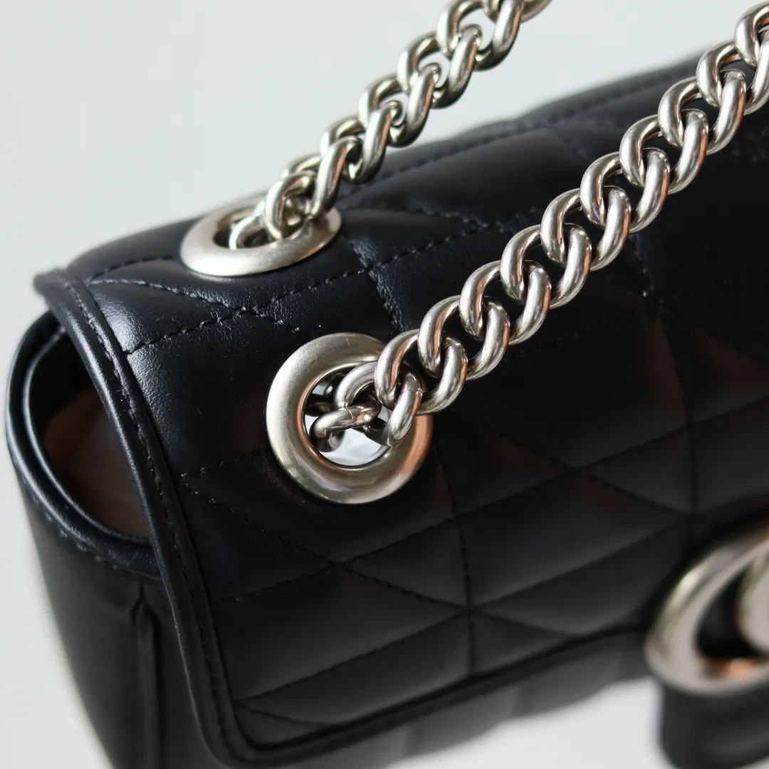 Gucci GG Silver marmont ミニショルダーバッグ ブラック - 画像 (6)