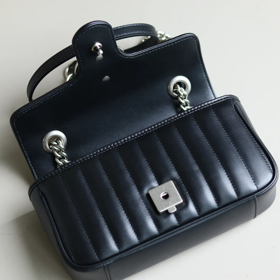 Gucci GG Silver marmont ミニショルダーバッグ ブラック - 画像 (7)