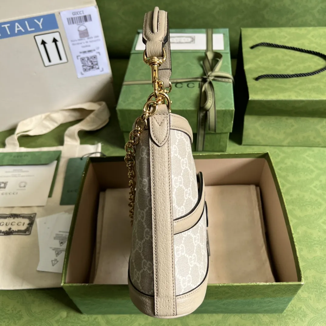 Gucci 小号GGバックパック米ゴムオート麦色アルファベット模様 - 画像 (5)