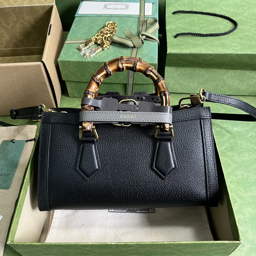 Gucci Diana竹製スモールショルダーバッグ ブラックレザースタイル - 画像 (3)