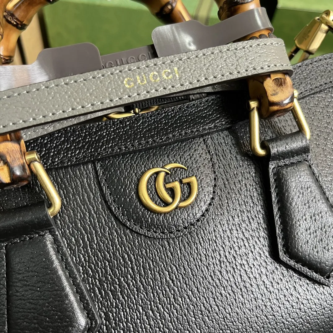 Gucci Diana竹製スモールショルダーバッグ ブラックレザースタイル - 画像 (6)