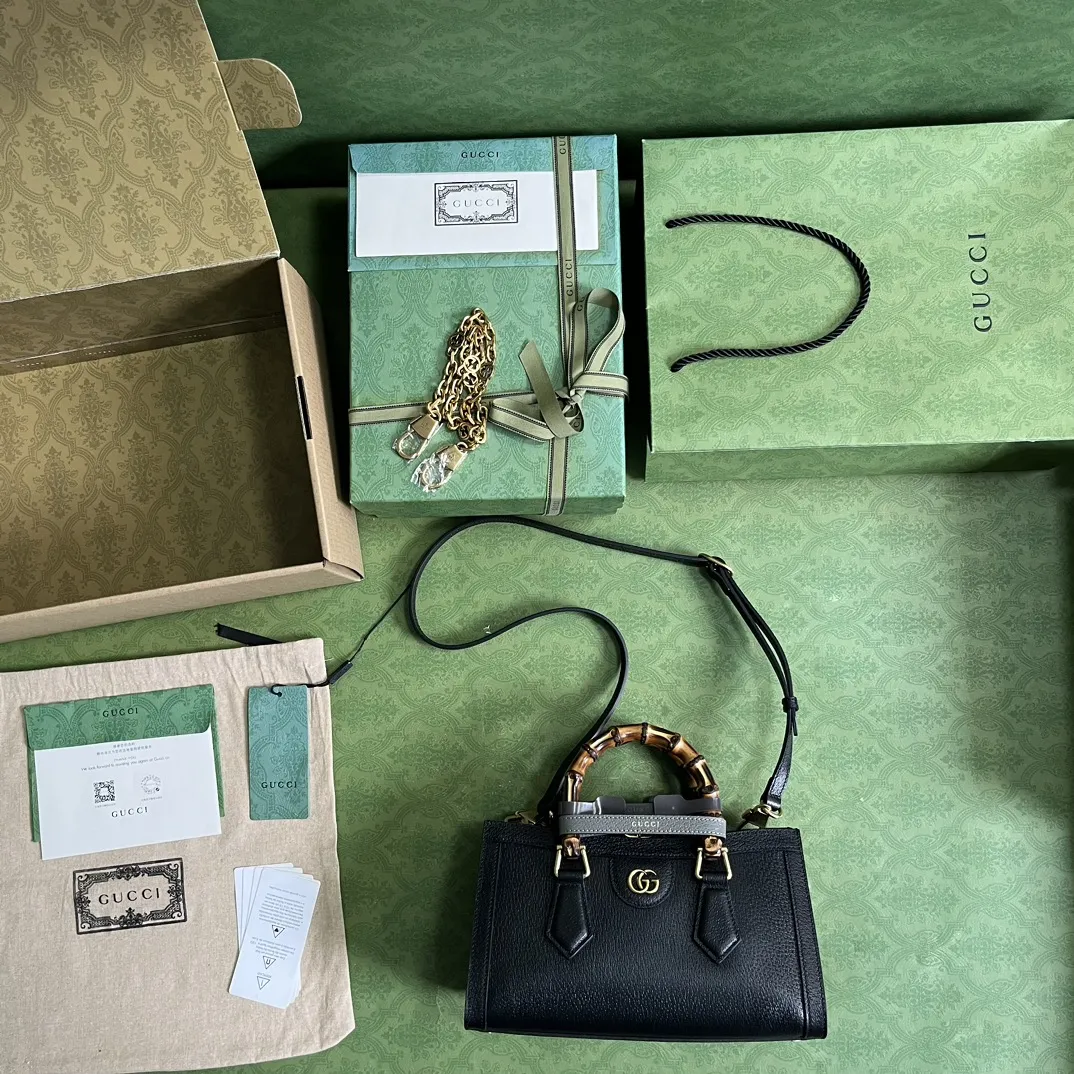 Gucci Diana竹製スモールショルダーバッグ ブラックレザースタイル - 画像 (10)