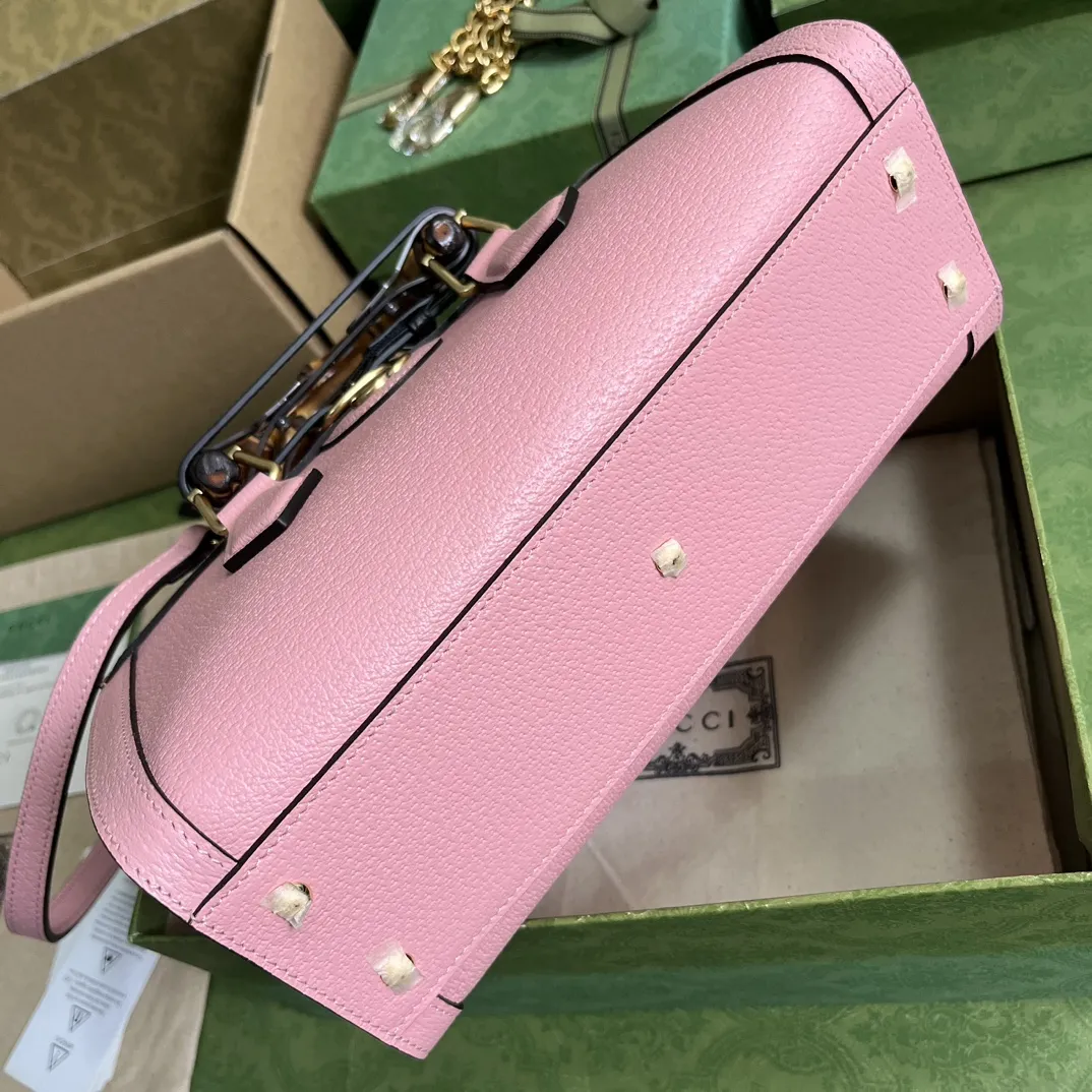 Gucci Diana竹節トランペットショルダーバッグピンク色Cosmogonieシリーズ - 画像 (4)