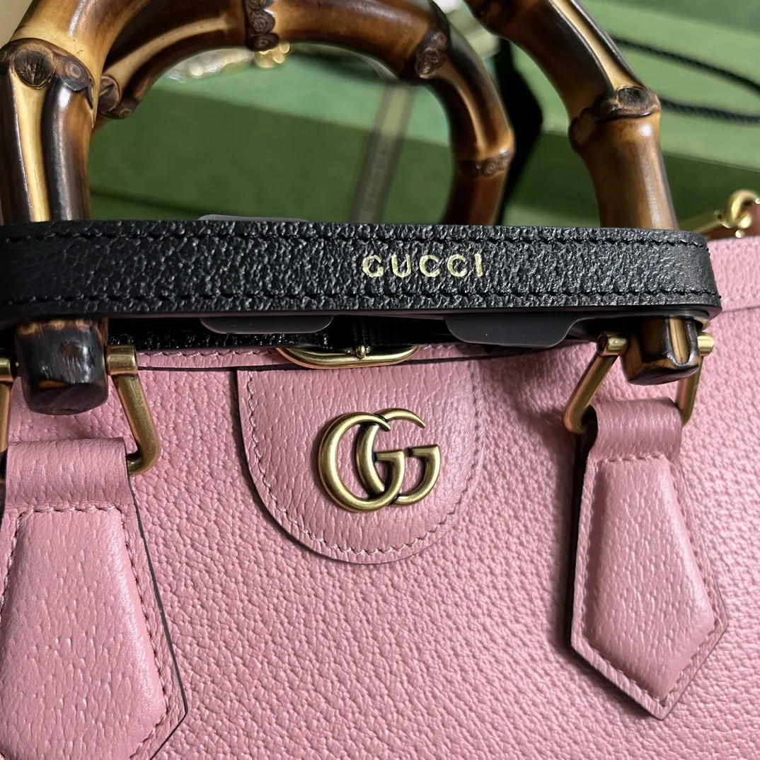 Gucci Diana竹節トランペットショルダーバッグピンク色Cosmogonieシリーズ - 画像 (6)