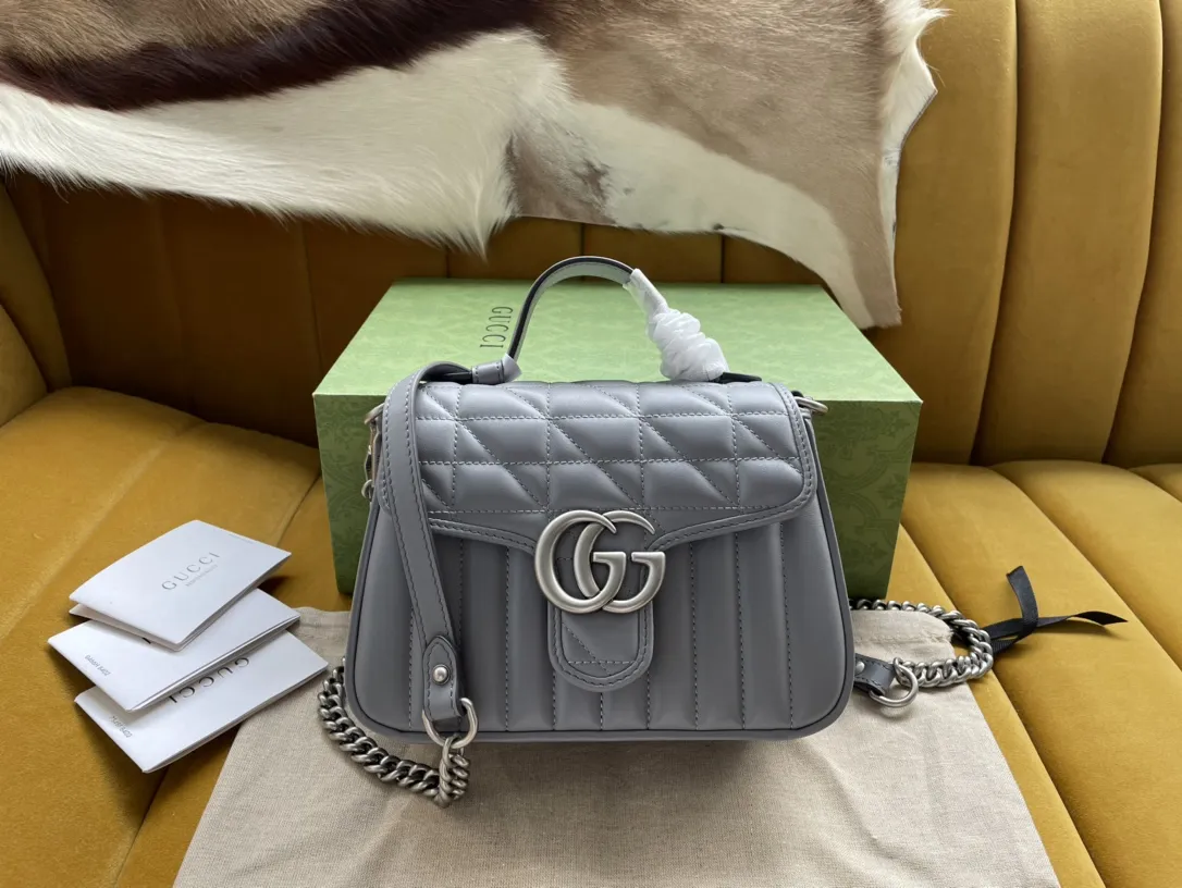 Gucci GG Marmont ミニショルダーバッグ 復古灰 全皮