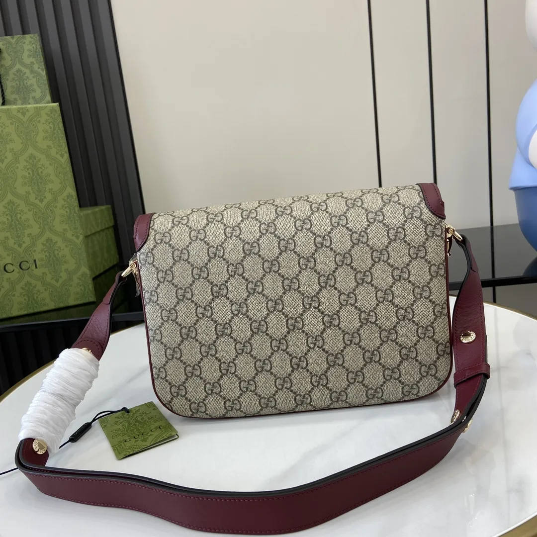 Gucci Horsebit 1955 小号リュックサックワインレッドキャンバス - 画像 (4)