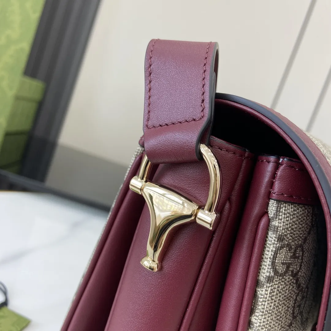 Gucci Horsebit 1955 小号リュックサックワインレッドキャンバス - 画像 (6)