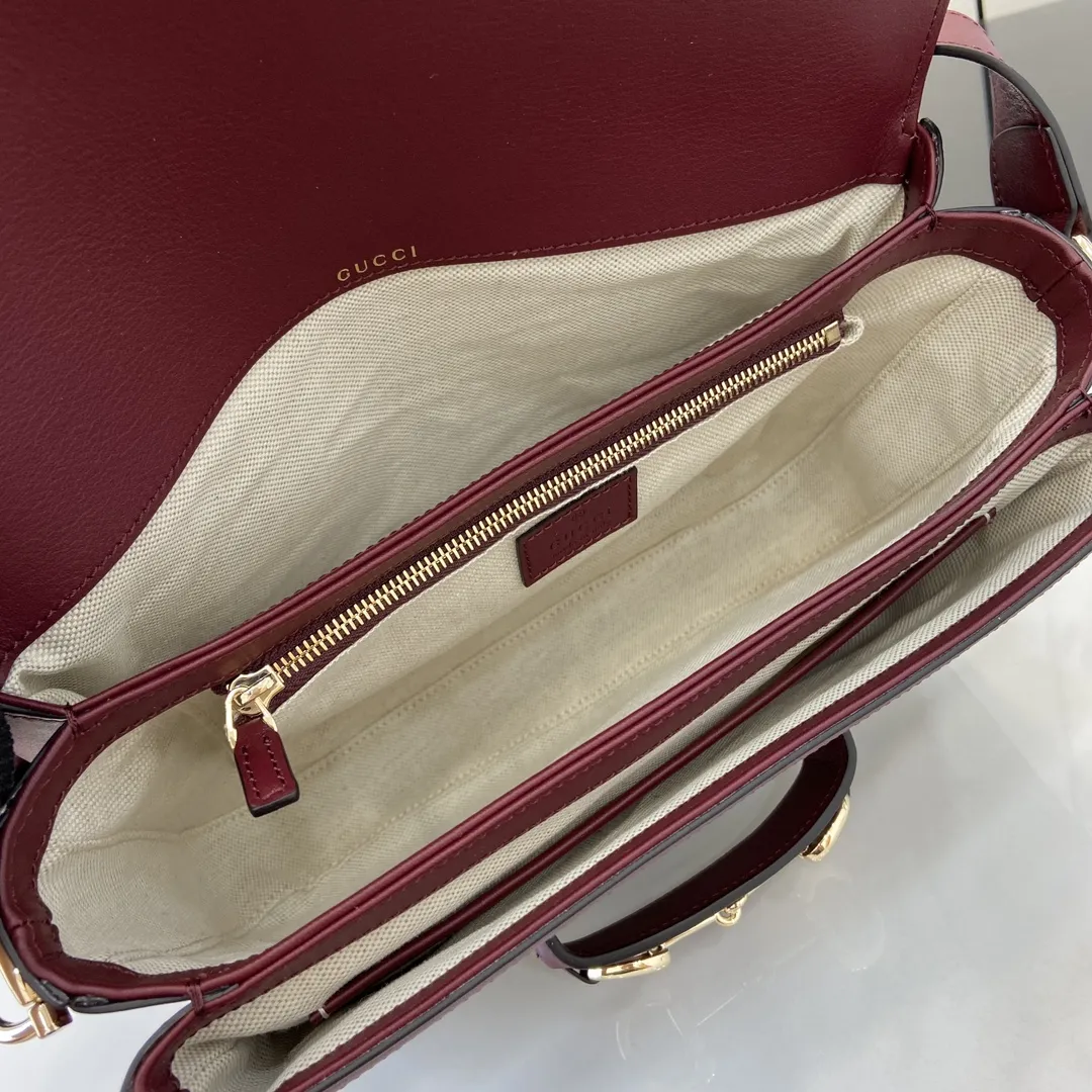 Gucci Horsebit 1955 小号リュックサックワインレッドキャンバス - 画像 (9)