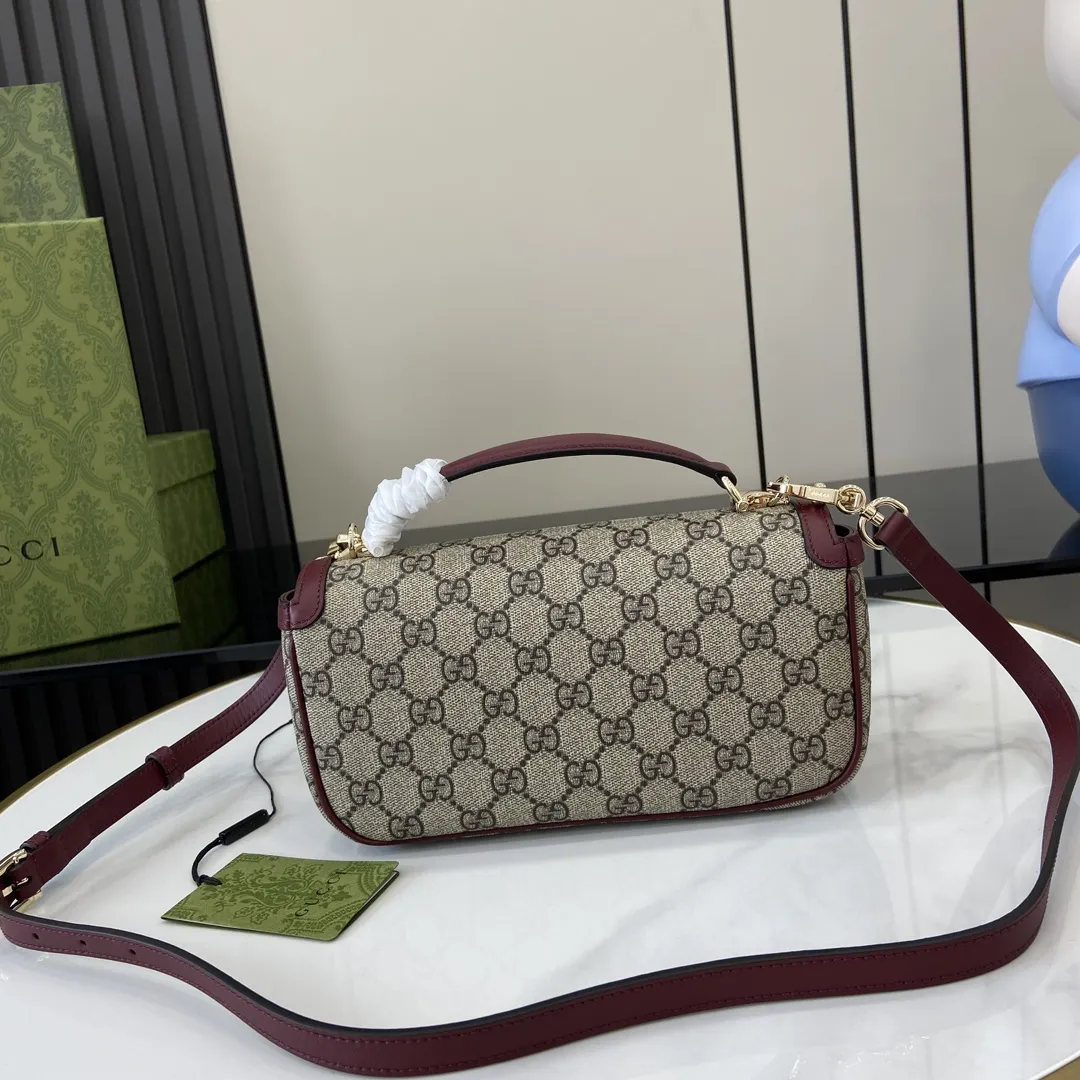 Gucci Horsebit 1955 小号ハンドバッグワインレッド - 画像 (4)