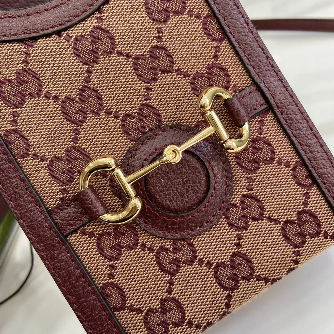 Gucci 馬具バッグ1955 ミニバッグ 酒紅色/キャンバス - 画像 (9)