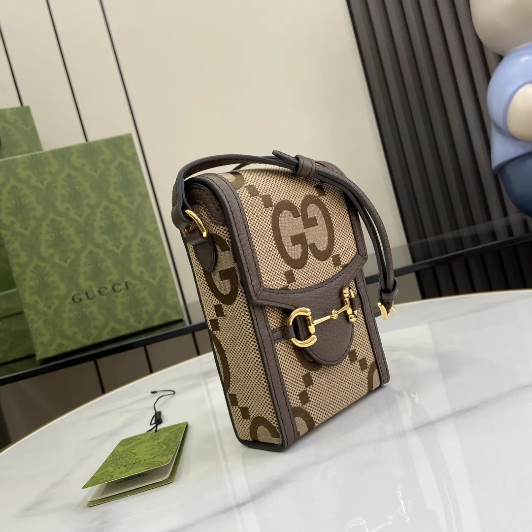 Gucci 馬具バuckle1955 ミニバッグ 茶色/キャンバス - 画像 (3)