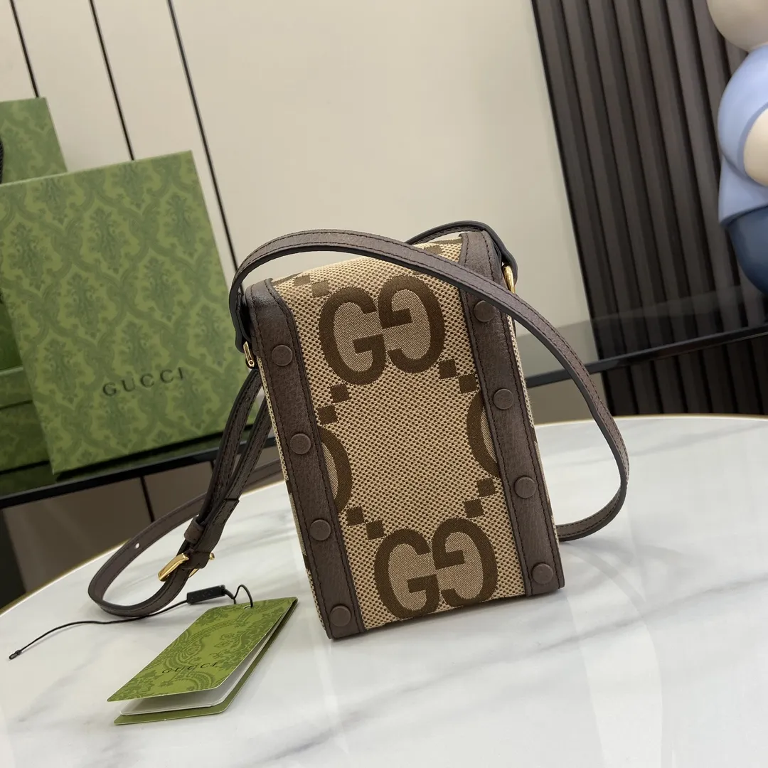 Gucci 馬具バuckle1955 ミニバッグ 茶色/キャンバス - 画像 (4)