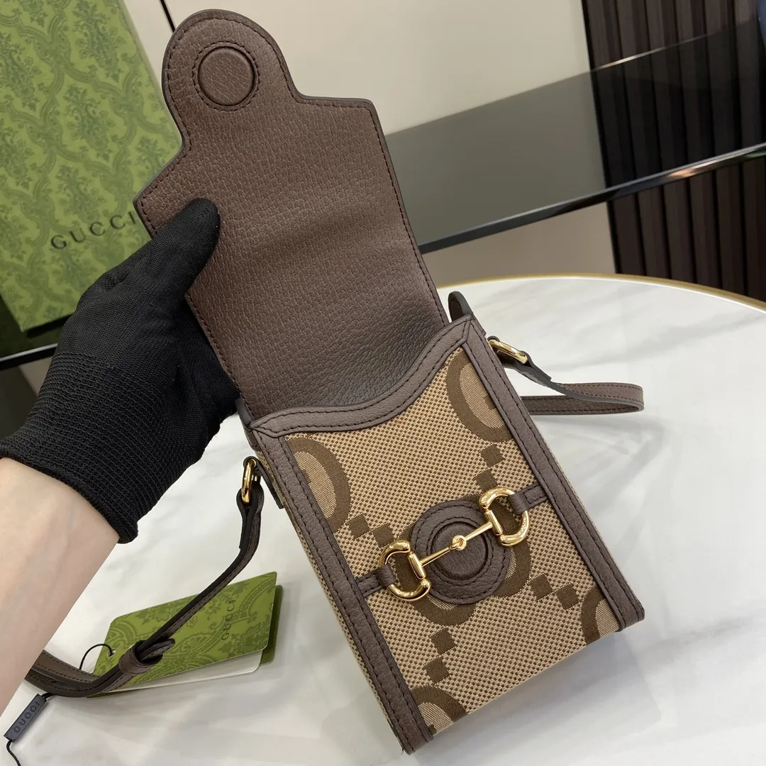 Gucci 馬具バuckle1955 ミニバッグ 茶色/キャンバス - 画像 (7)