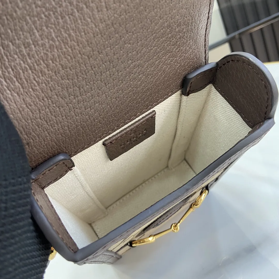 Gucci 馬具バuckle1955 ミニバッグ 茶色/キャンバス - 画像 (9)