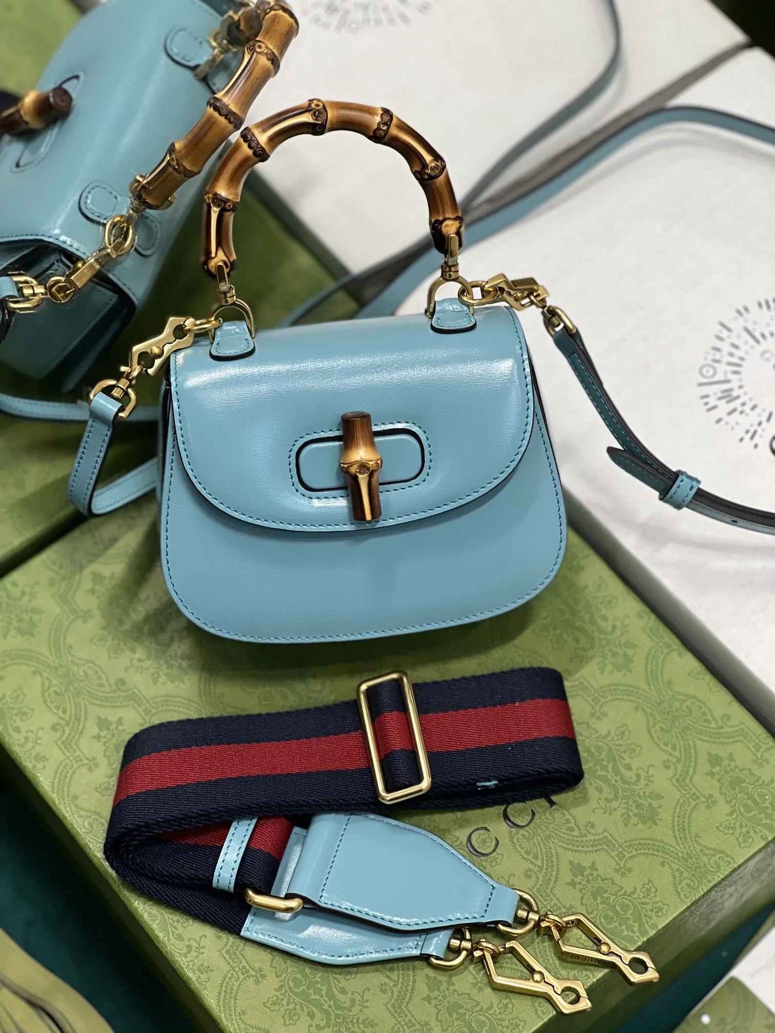 Gucci Ariaシリーズ ブルー 小型ハンドバッグ - 画像 (5)