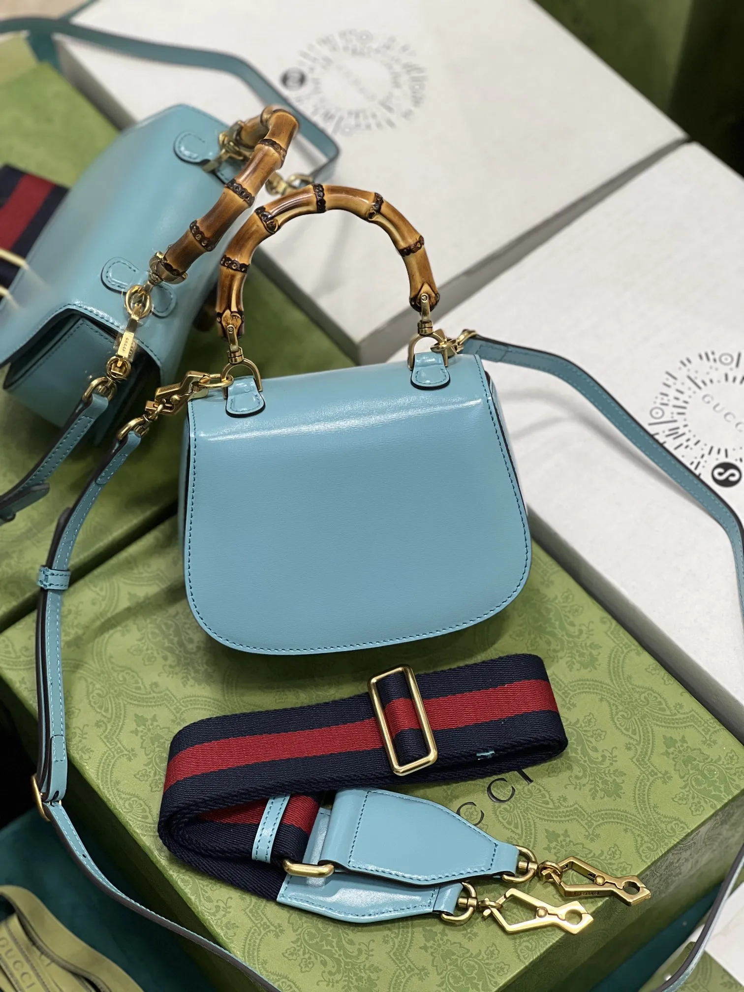 Gucci Ariaシリーズ ブルー 小型ハンドバッグ - 画像 (6)