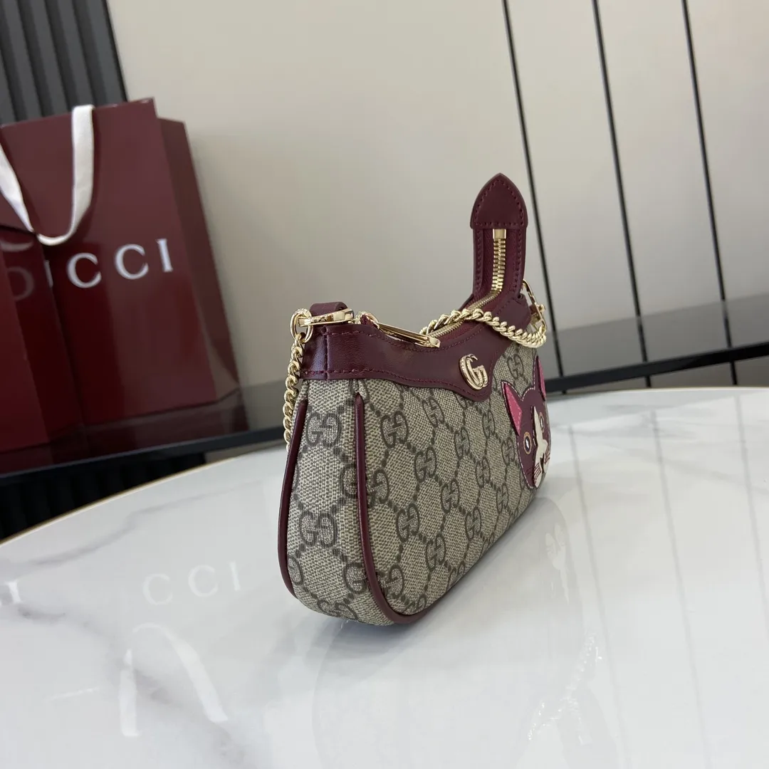 Gucci 猫柄ミニショルダーバッグ 茶色 - 画像 (3)