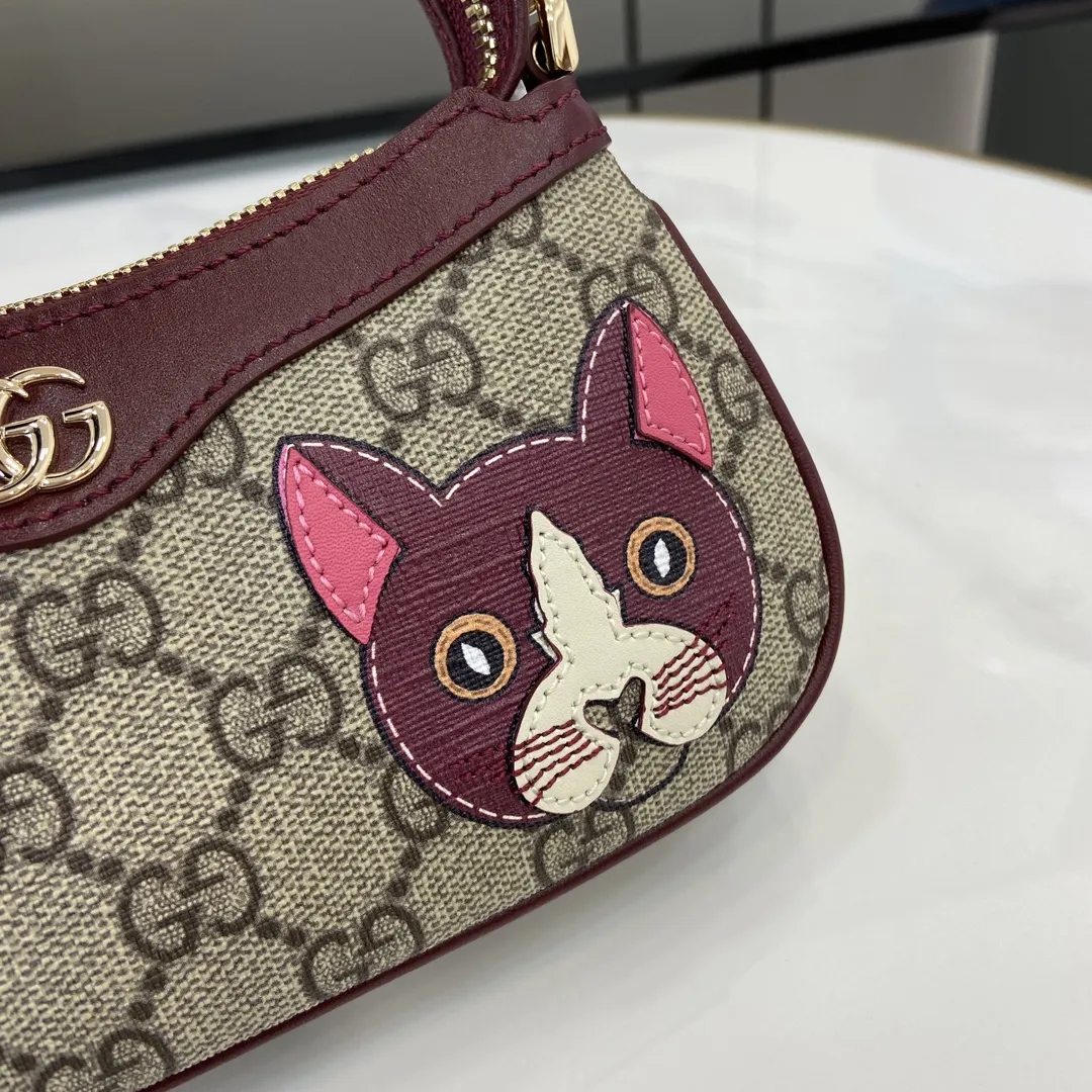 Gucci 猫柄ミニショルダーバッグ 茶色 - 画像 (13)