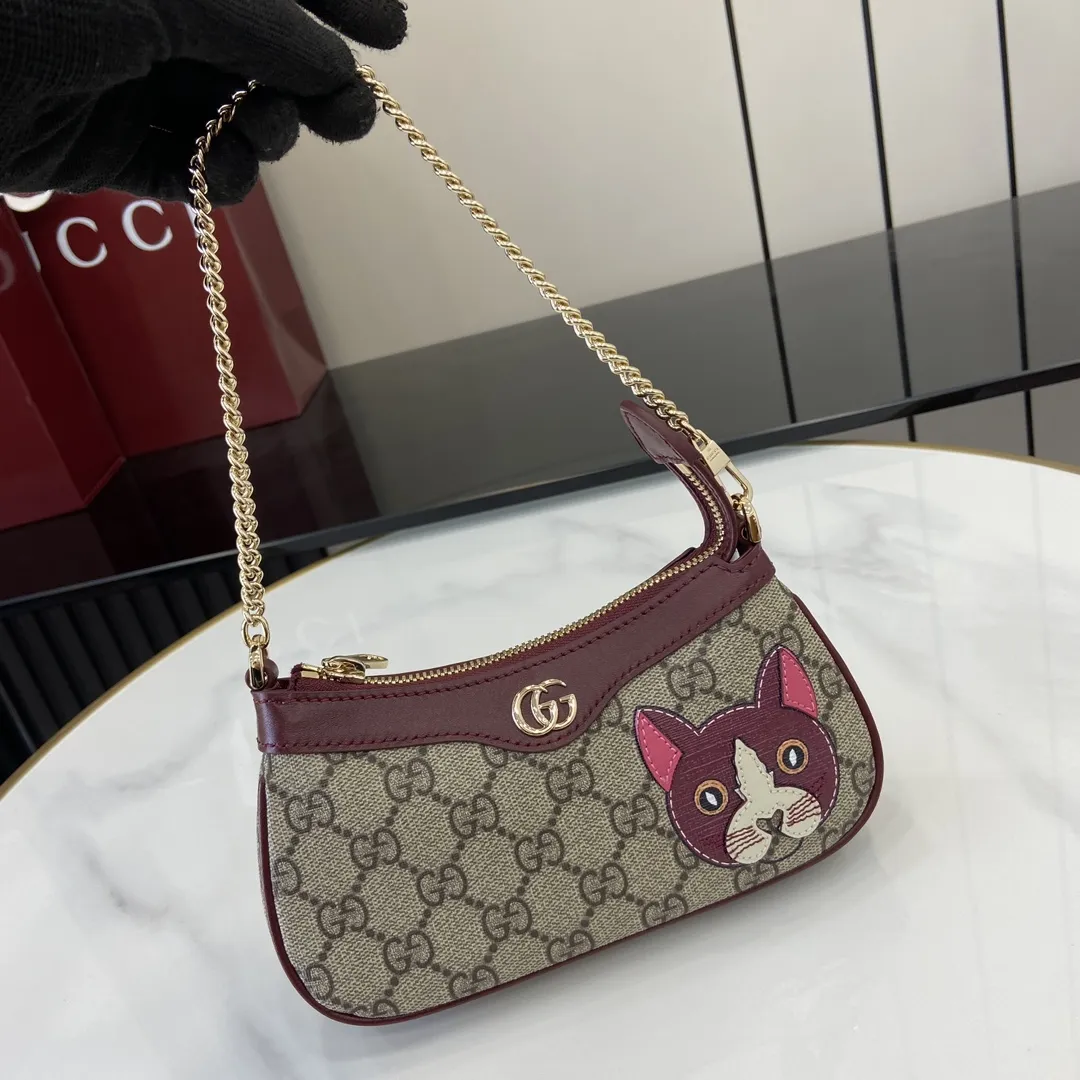 Gucci 猫柄ミニショルダーバッグ 茶色 - 画像 (8)