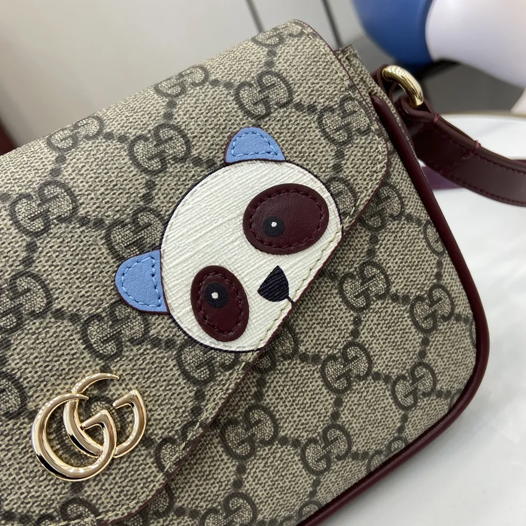 Gucci 猫柄ミニショルダーバッグ 茶色 パンダの図案 - 画像 (8)