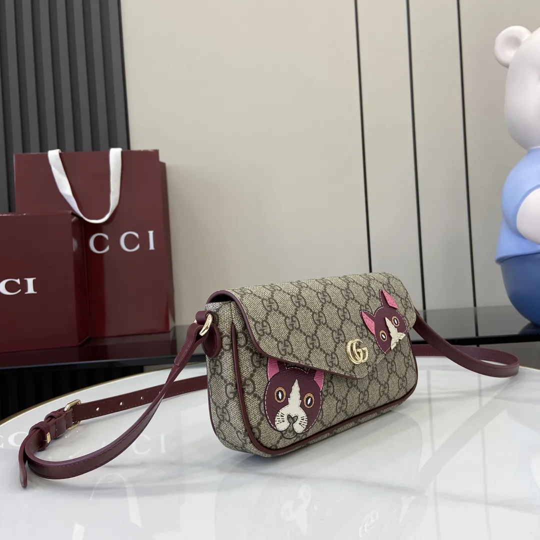 Gucci 猫柄ミニショルダーバッグ茶色 - 画像 (3)