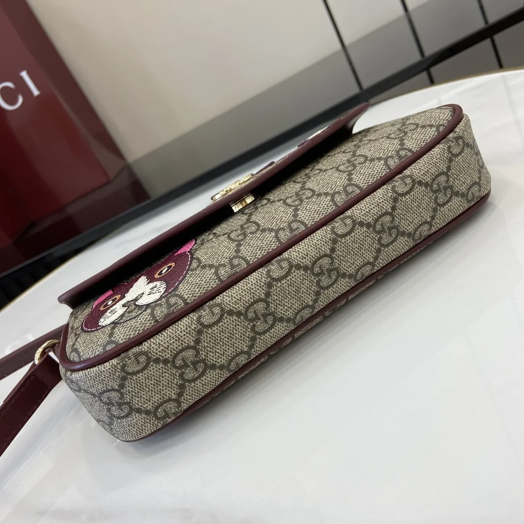 Gucci 猫柄ミニショルダーバッグ茶色 - 画像 (5)