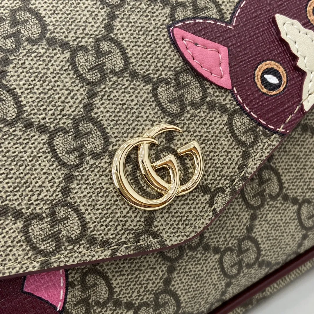 Gucci 猫柄ミニショルダーバッグ茶色 - 画像 (6)