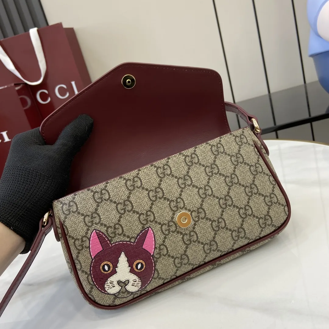 Gucci 猫柄ミニショルダーバッグ茶色 - 画像 (8)