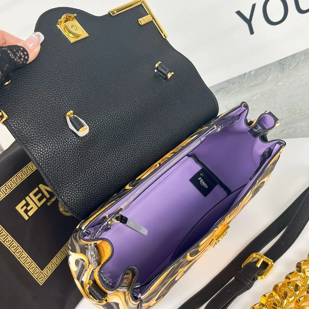 Versaceラメドゥーサバッグ黒ゴールドバロック柄 - 画像 (9)