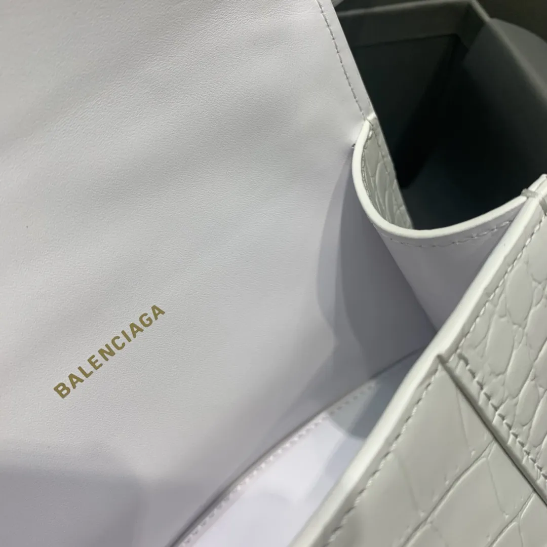 Balenciaga ホワイトクロコダイル柄ゴールドバックルミニ砂時計バッグ - 画像 (8)