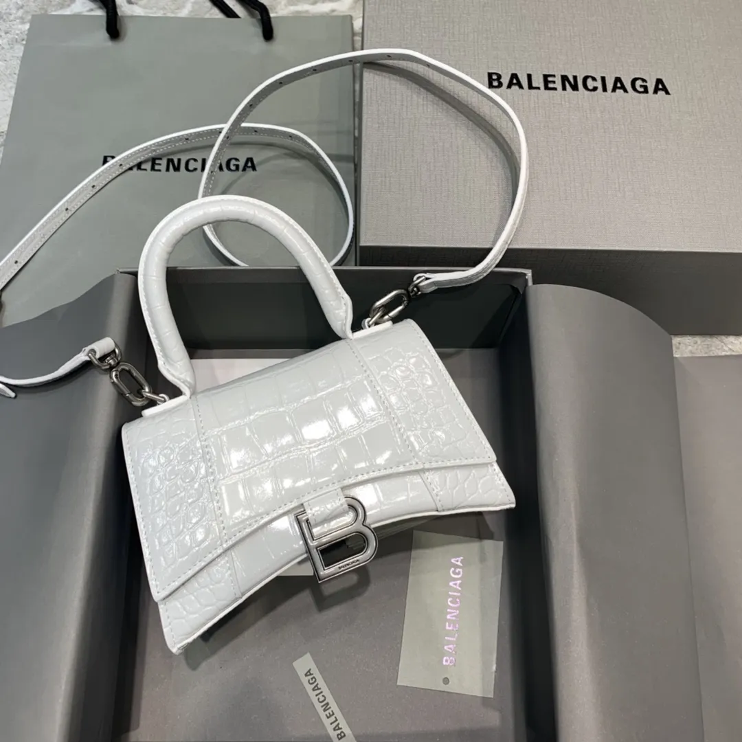 BALENCIAGA 白鳄鱼纹沙漏包 miniサイズ