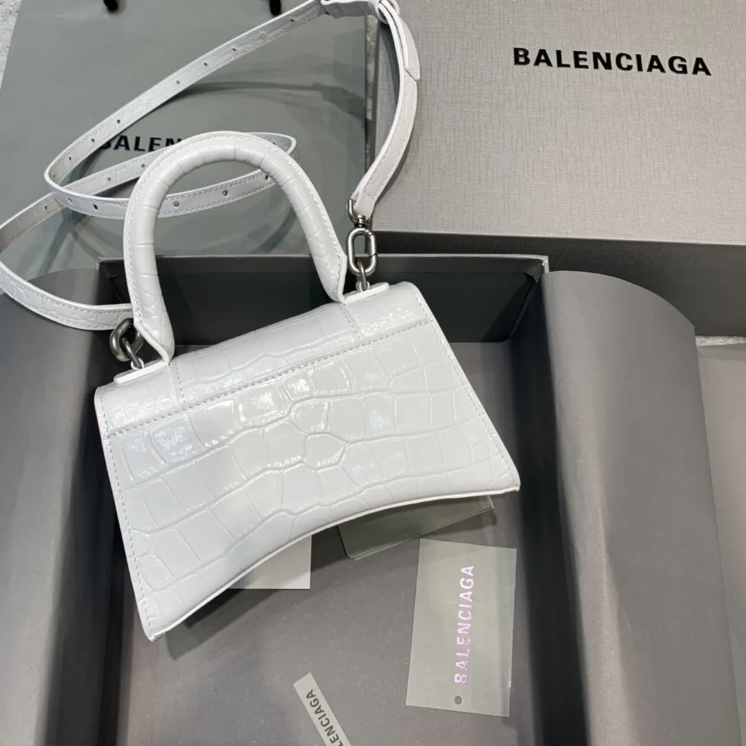 BALENCIAGA 白鳄鱼纹沙漏包 miniサイズ - 画像 (3)