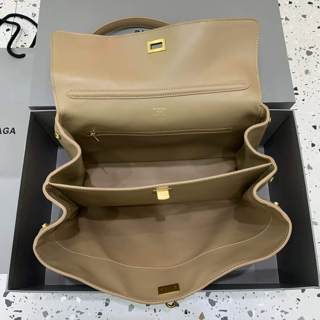 BALENCIAGAアプリコットミディアムゴールドバックルハンドバッグ - 画像 (7)