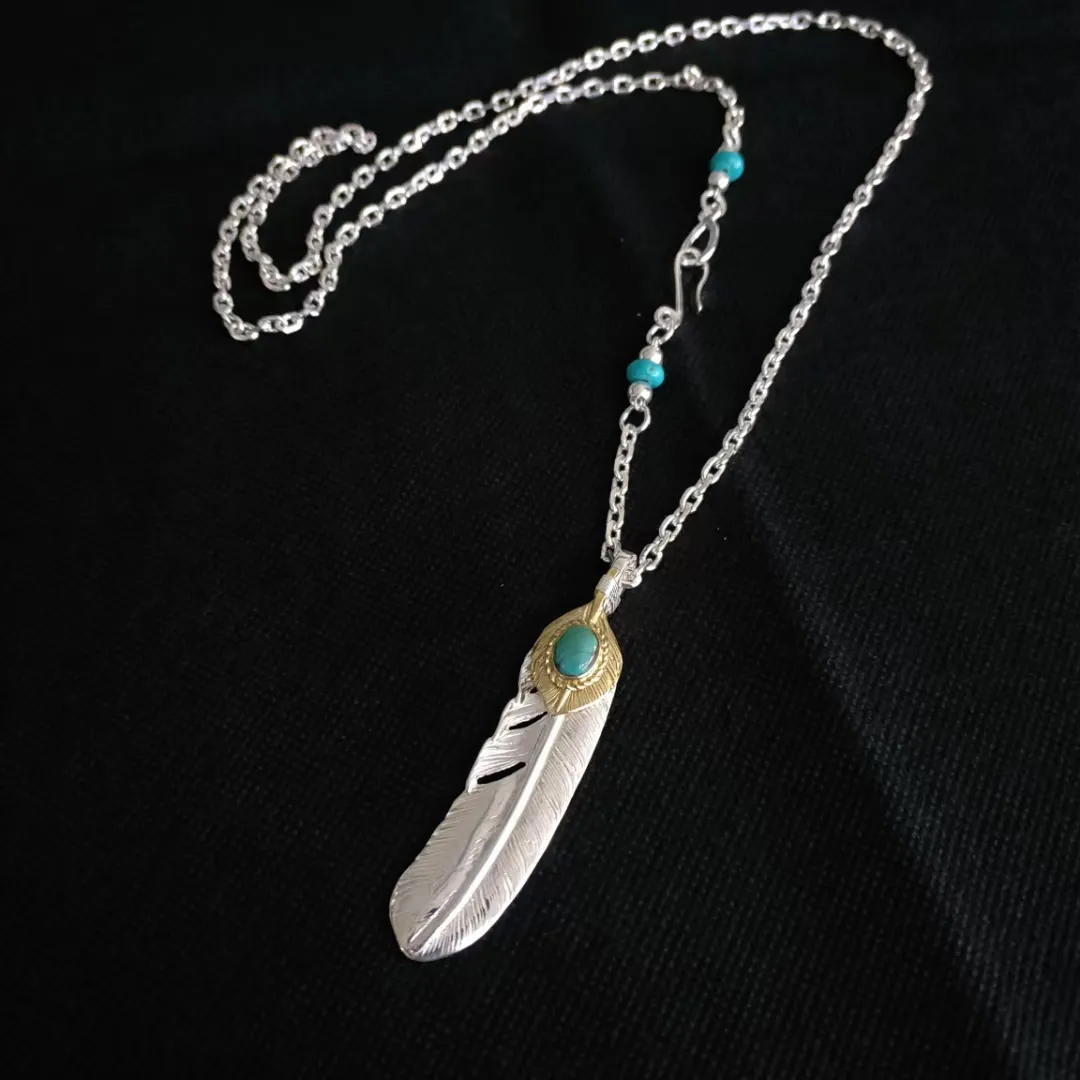 高橋ネックレス シルバー羽根 ブラウンレザー - 画像 (4)