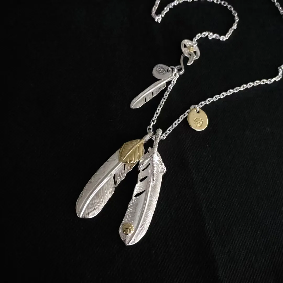 高橋ネックレス シルバー羽根 ブラウンレザー - 画像 (5)
