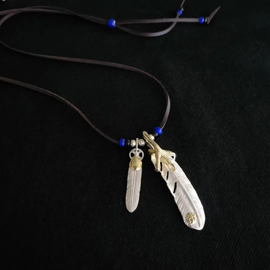 高橋ネックレス シルバー羽根 ブラウンレザー - 画像 (6)