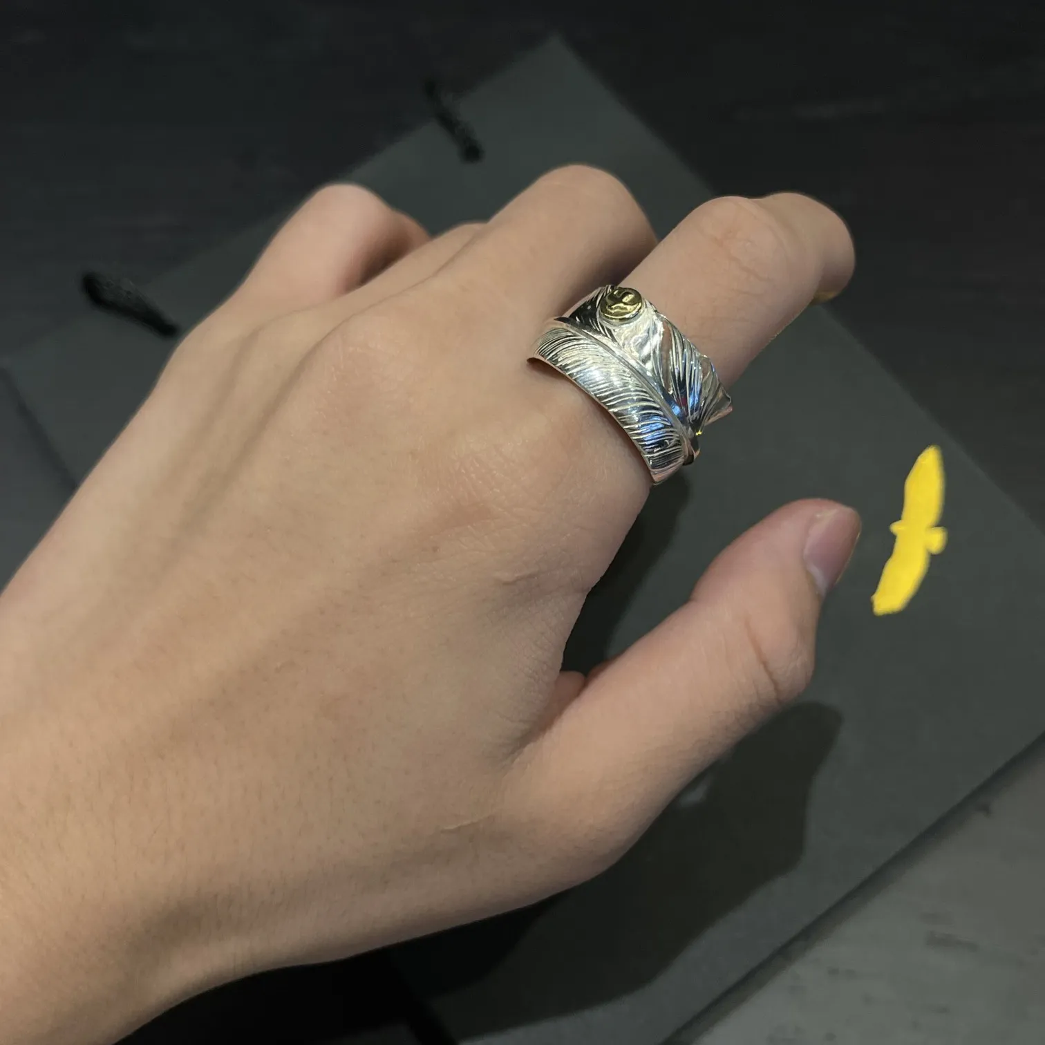 GORO'S 高橋吾郎 点金羽毛リング シルバー 羽根デザイン - 画像 (8)