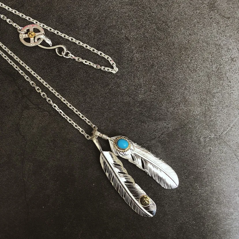 高橋goro’s シルバー羽根ネックレス ブルー - 画像 (4)