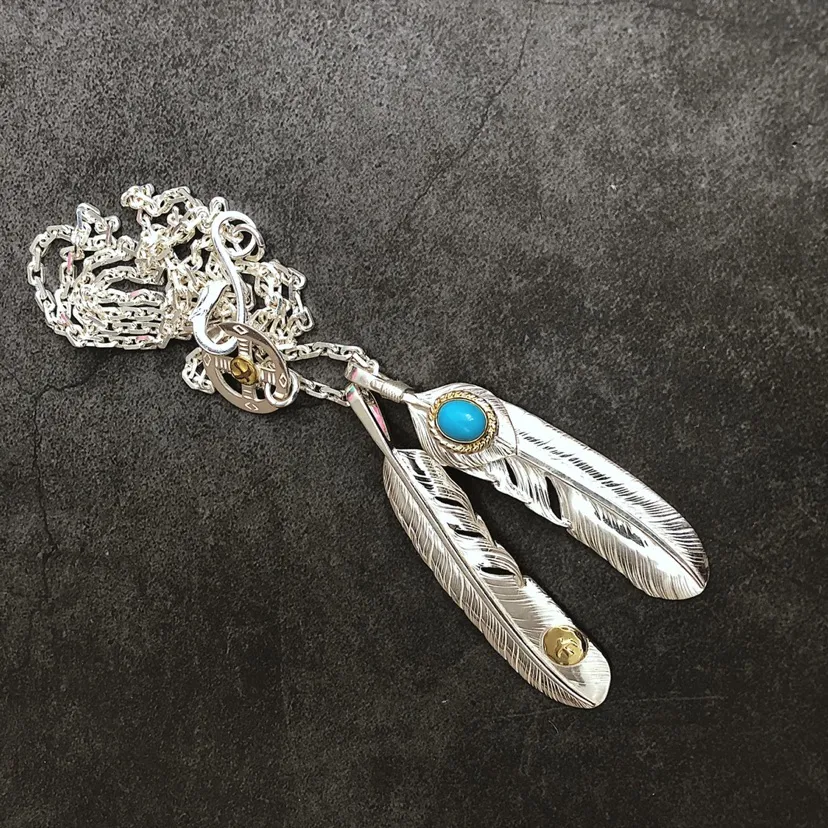 高橋goro’s シルバー羽根ネックレス ブルー - 画像 (5)