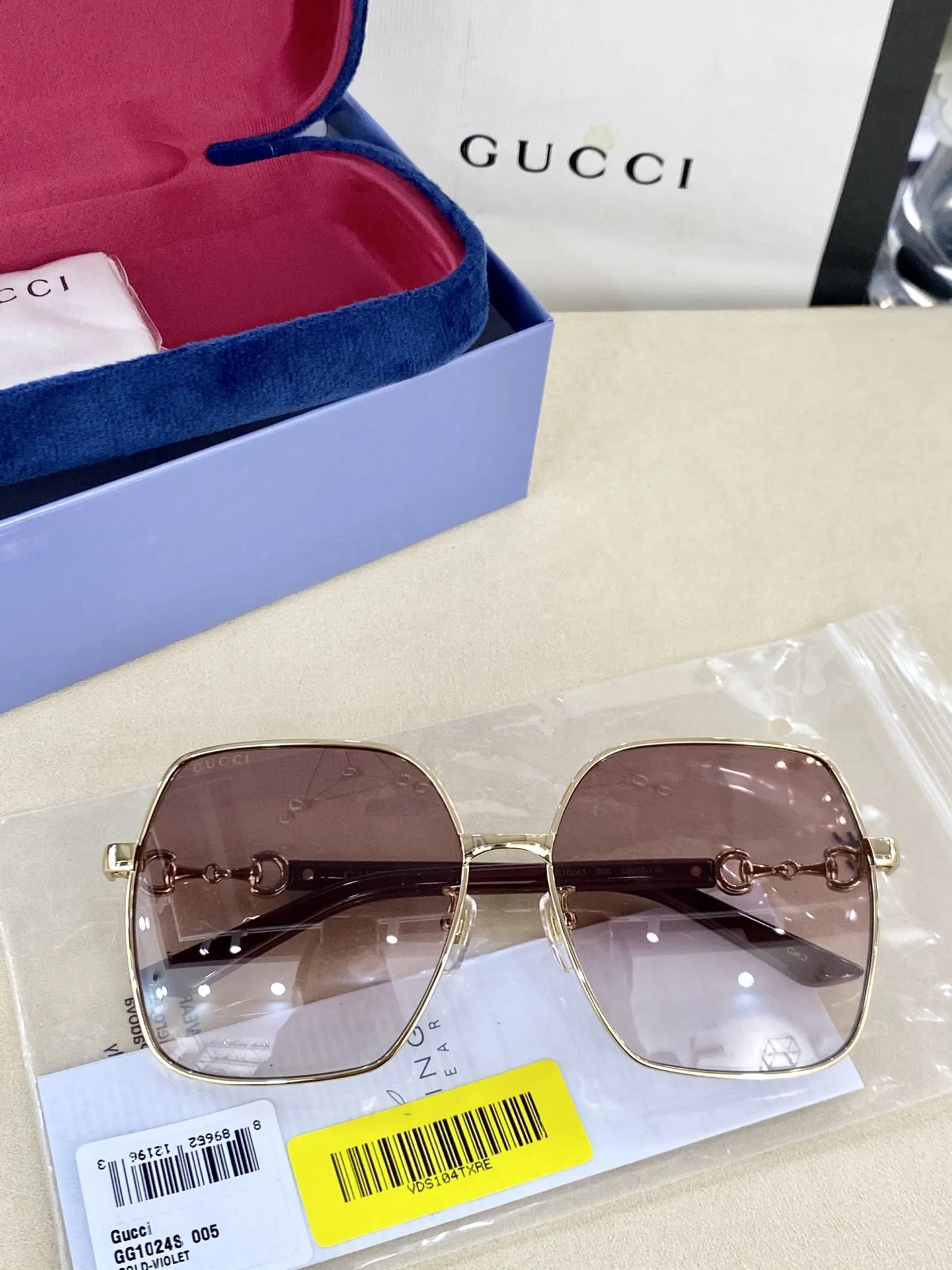 GUCCI GG1024S 薄紫色 馬蹄扣デザインサングラス - 画像 (10)