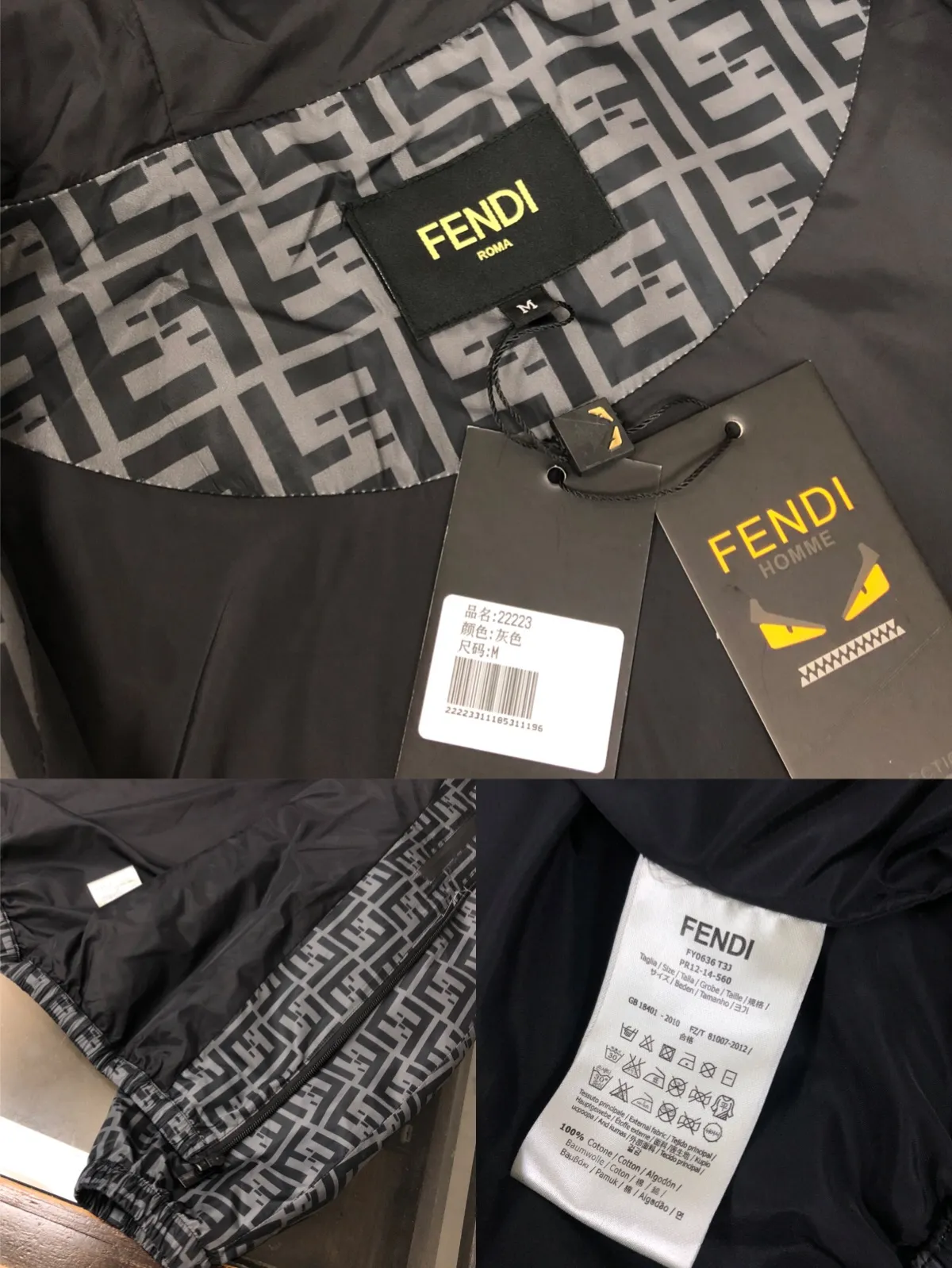 FENDI 2025春先の新作ダークグレーのフード付きジャケット - 画像 (9)