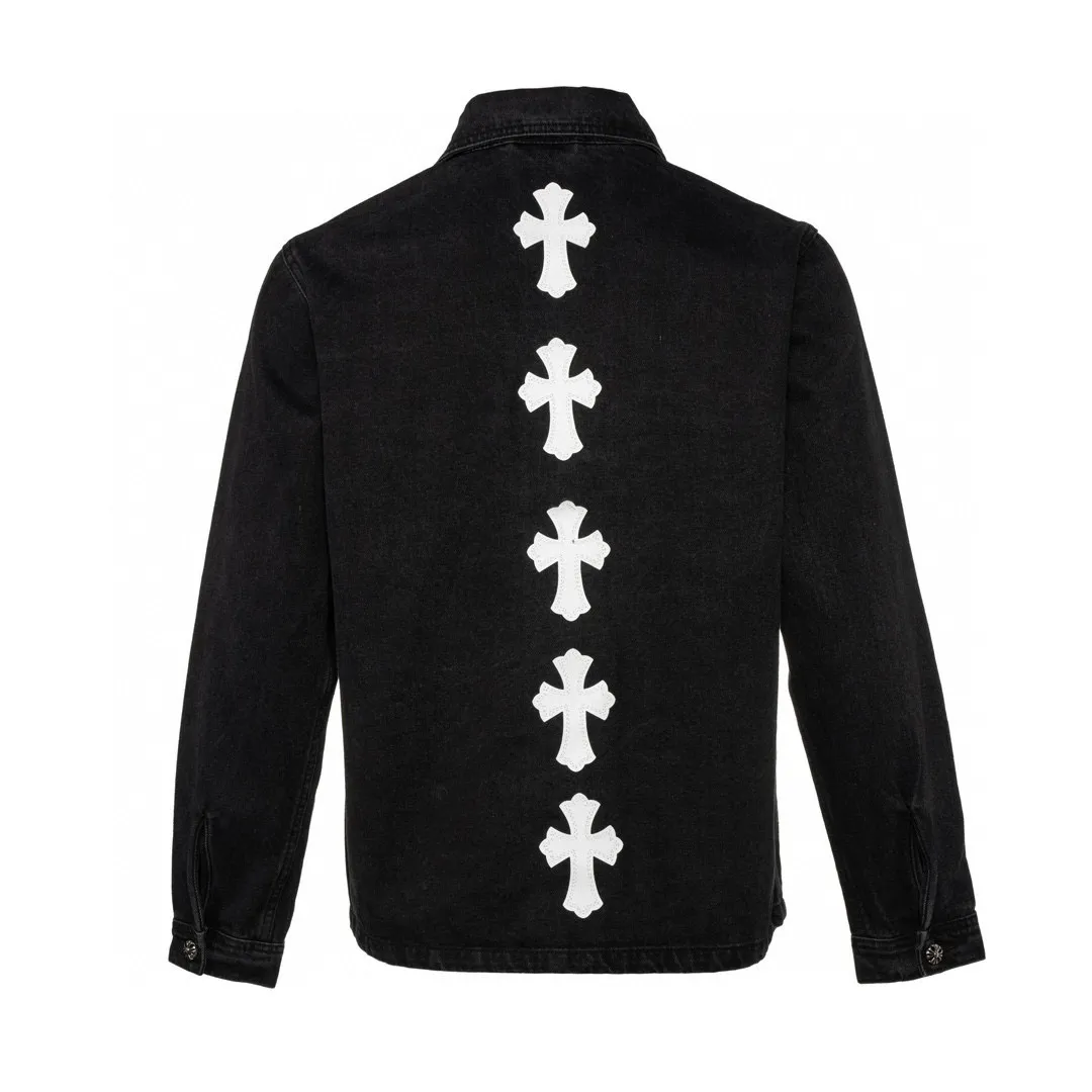 ChromeHearts 黒色白標刺繍デニムジャケット - 画像 (3)