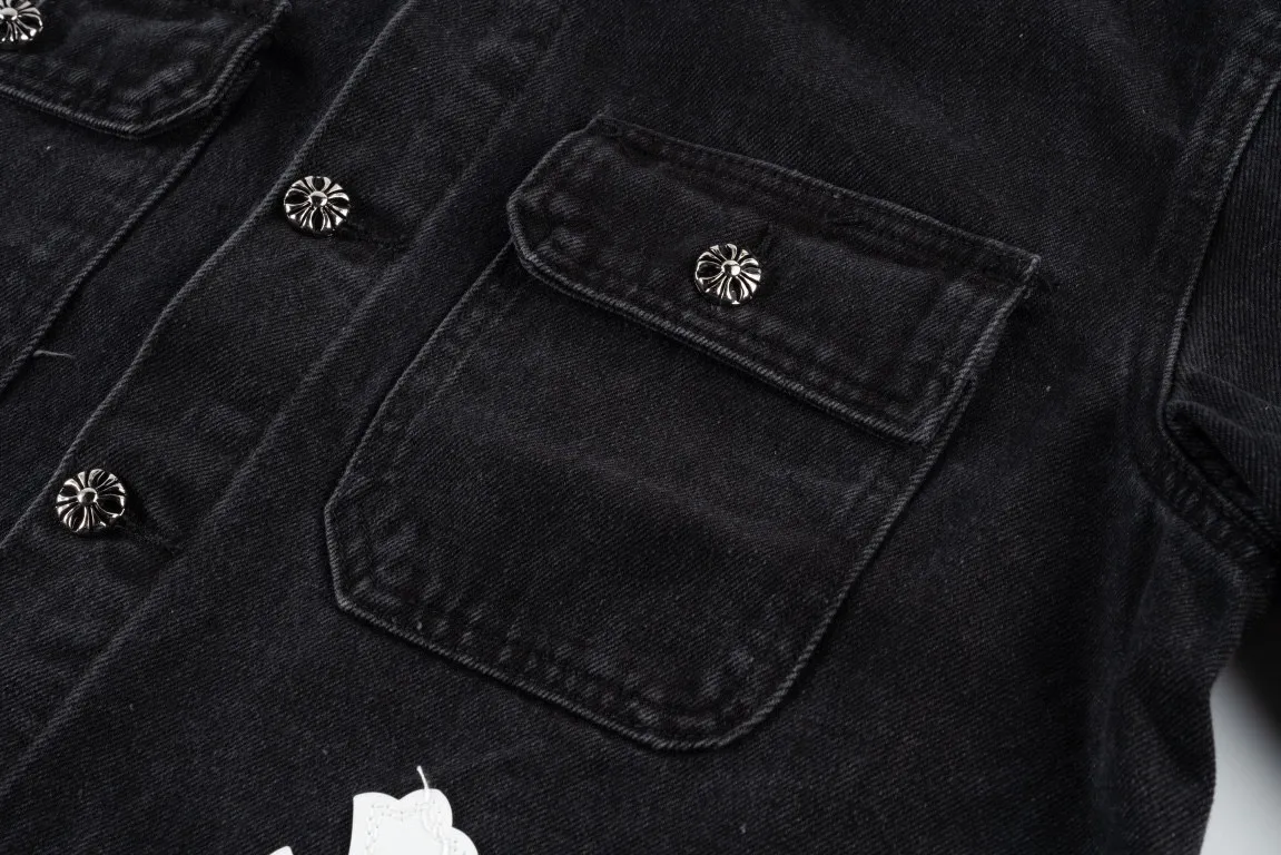 ChromeHearts 黒色白標刺繍デニムジャケット - 画像 (5)